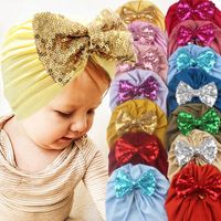 Wholesale Kids Girls Boys Bowknot Turban Hats Glitter Bows Elastic Headband Infant Baby Headwrap Beanies Stretchy Hair Band Hair Accessories G10506