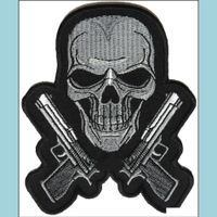Wholesale Sewing Notions Tools Apparel Black And White Guns Skl Metal Embroidered Iron On Diy Applique Back Patch Inch Drop Delivery