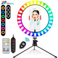 Wholesale 10 inch LED Colorful Dimmable Ring Light Lamp with Tripod Stand USB Selfie Light Ring RGB Ringlight TikTok Vlogging Photo Phone Video Light