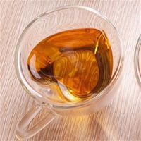 Wholesale Love Heart Cup Glass Double Deck Coffee With Handle Mug Tea Fruit Juice Water Tumber Heat Resisting Hot Sale am2 F2