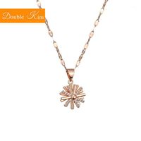 Wholesale Pendant Necklaces Moving Snowflakes Necklace Titanium Stainless Steel Rose Gold Color Chain Fashion Trendy Women Jewelry Gift1