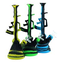 Wholesale 10 machine gun shape ak47 water pipes portable silicone water bong unbreakable shisha hookah tobacco smoking pipe with mm joint