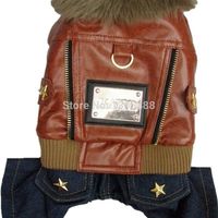 Wholesale Coffee Russia Leather Punk Style Pet Dogs Coat Small Dog Jacket Coat New Dogs Clothing