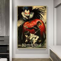 Wholesale Paintings Vintage Death Note Japanese Anime Kraft Paper Canvas Painting Wall Art Cuadros Posters And Prints Home Decor Pictures