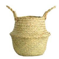 Wholesale Seaweed Weave Laundry Basket Popular Big Belly Flowerpot Home Furnishing Arts And Crafts Botany Plant Pots Retro Style New ay F2