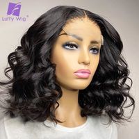 Wholesale Loose Wave Short Bob Wig x5 Silk Base Scalp Top Wig Pre Plucked x4 Lace Closure Human Hair Wigs Remy Brazilian Hair Luffy