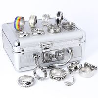 Wholesale 15 Set Stainless Steel Cock Ring with box Penis Ring Bondage Lock Male Metal Ball Delay Ejaculation BDSM Sex Toy Men