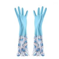 Wholesale Five Fingers Gloves Kitchen Washing Clothes Rubber Winter Plus Velvet Thick Warm Housework Dishwashing C201