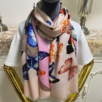 Wholesale New Classical style silk cashmere material Print butterfly pattern long pashmina shawl scarves for women size cm cm