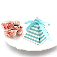 Wholesale 50PCS Pyramid Candy Gift Box Wedding Favors and Gifts Baby Shower Decoration Boite Dragees De Mariage Cake Paper Packaging Bags1