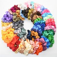 Wholesale Multicolor Women Silk Scrunchie Elastic Handmade Hair Band Ponytail Holder Headband Accessories top quality