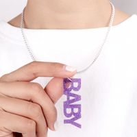 Wholesale 2020 Oct Colors Glitter Acrylic Letter BABY Pendant Necklace for Women Trendy Jewelry Girl s Accessories