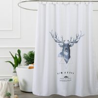 Wholesale Aimjerry White and Black fabric Custom Bathtub Bathroom Products Shower Curtain Liner With Hooks Waterproof and Mildewproof