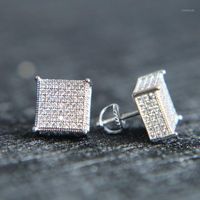 Wholesale 2020 Stud Earringsmens big bling ear jewelry colors screw back micro pave cz earring for men1
