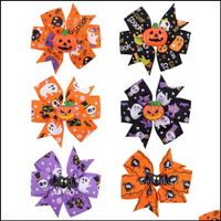 Wholesale Hair Accessories Baby Kids Maternity Baby Halloween Grosgrain Ribbon Bows With Clip Girls Ghost Pumpkin Girl Pinwheel Clips Hairpin Sty