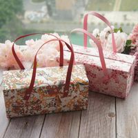 Wholesale Gift Wrap Yellow Pink Flower Portable Paper Box As Roll Cake Cookie Candy Handmade Wedding Birthday Party Gifts Packaging
