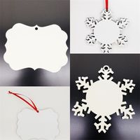 Wholesale Christmas Tree Gift Pendant Sublimation Blanks Ornament Wooden Coating Decoration Snowflakes Circular Star Pendants DIY bd F2