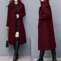Wholesale Women s Wool Blends Spring Autumn Winter Casual Turn Down Collar Outwear Jacket Oversize Long Coat Cashmere Outerwear