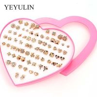 Wholesale Stud Pair Multi style Colorful Animal Heart Star Moon Geometric Crystal Plastic Earring Set For Women Girls Jewelry Gifts1