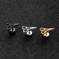 Wholesale Stud Scissors Earrings Woman Man Fashion Jewelry Cool Ear Piercing Pair1