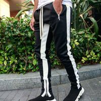 Wholesale Men s Pants Cofekate Men Fashion Color Patchwork Plus Size XL Track Casual Leg Opening With Zipper Skinny Jogging Trousers