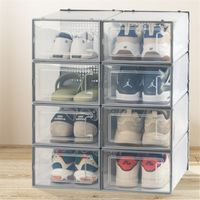 Wholesale Transparent Shoe Box Stackable Drawer Organiser Large Thick Plastic Dustproof Storage Boxes Home Organizer Storage Containers Y1113