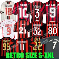 Wholesale Retro Ac Milan Soccer Jerseys TOMORI IBRAHIMOVIC Kaka Baggio GIROUD Maldini VAN BASTEN Pirlo Inzaghi Beckham Gullit Shevchenko Vintage Shirt Classic Kit