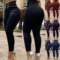 Wholesale Women s Pants Capris Lugentolo Skinny Women Summer Fashion Plus Size High waisted Belt Zipper And Eyelet Tights Streetwear1