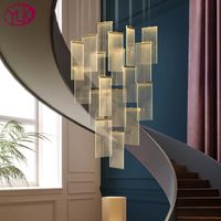 Wholesale Chandeliers Luxury Modern Led Chandelier For Staircase Long Hallway Villa Hanging Light Fixture Gold black Home Decoration Indoor Lighting