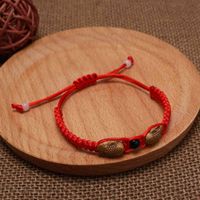 Wholesale Benmingnian hand woven Red Rope Bracelet Pisc flat knot red rope jewelry transfer rope small gift