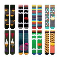 Wholesale Peonfly Pair Combed Cotton Funny Wave Point Harajuku Happy Motion Striped Geometric Novelty Socks Men