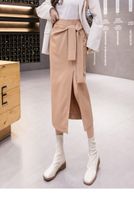 Wholesale 2021 New design women s high waist sashes front vent jag irregular maxi long skirt plus size S M L XL XXL