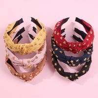 Wholesale Gold stars fabric headband ladies fashion solid color multi color boutique hair band hair accessories