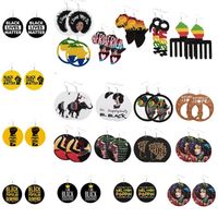 Wholesale Fashion Wooden Party Favor Earrings African portrait map Black people very important national Charm earring O2