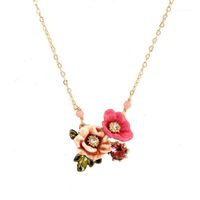 Wholesale Chokers Two Flower Short Necklace Female Wedding Enamel Jewelry Ins Style Luxury Choker Chain For Women Girls Birthday Gift Collares1