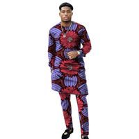 Wholesale African clothing men s print set shirt with trouser patchwork Ankara pant sets customized wedding wear male formal outfits T200324