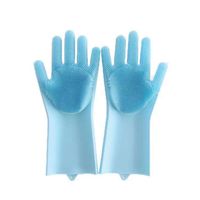 Wholesale Silicone Gloves with Brush Reusable Safety Silicone Dish Washing Glove Heat Resistant Gloves Kitchen Cleaning Tool HHAA614 N2