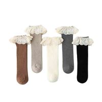Wholesale Baby Cotton Lace Ruffles Girls Spring Summer Solid Infant Toddler Knee High Socks