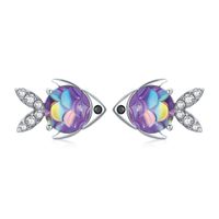 Wholesale New Original Colorful Fish Stud Jewelry S925 Silver Earrings Personalized Resin Craft Spot