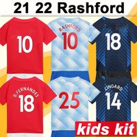 Wholesale 21 RASHFORD Kids kit Soccer Jerseys GREENWOOD LINGARD B FERNANDES SANCHO POGBA Home Away rd Football Shirt Child Short Sleeve Uniforms