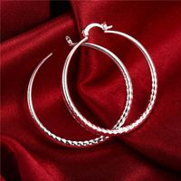 Wholesale medium Round cut prismatic sterling silver plated earrings size Diameter CM DMSE291 best silver Plate earring jewelry Hoop Huggie