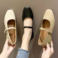 Wholesale Spring Autumn Women Flats Mary Janes Shoes Low Heels Dress Black Square Toe Buckle Strap Boat Retro Ol Office n