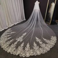 Wholesale Real Photos meter Long Lace Wedding Veil White Ivory Bridal Veil with Comb Blusher Bride Headpiece Wedding Accessories