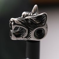 Wholesale New Bulk Classic Design Bracelet Making Charm Gold Black Silver Plated MM Stainless Steel Wolf Beads