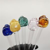 Wholesale 6 Inches Water cool Design Colored Hand Pipe Straight Tube Pyrex Oil Burner Pipes Glass Smoking Accesso