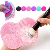 Wholesale Silicone Makeup Brush Cleansing Pad Palette Round Eyebrow Brush Cleaning Mat Washing Scrubber Cosmetic Make Up Cleaner Tools