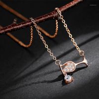 Wholesale Pendant Necklaces Drop Crystal Zircon Wine Glass Necklace Women Rhinestone Luxury Christmas Gifts For Birthday Jewelry1