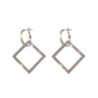 Wholesale 925 silver needle EurAmerican hyperbole set diamond square fashion earrings female Korea long style personality ear nail earrings