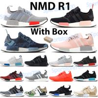 Wholesale 2021 Mens running shoes NMD R1 sports sneakers blanch blue glow europe exclusive triple black solar red white raw pink cheap trainers box