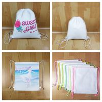 Wholesale Sublimation Blank Canvas Drawstring Bag DIY Plain White Thermal Heat Print Shoulder Bags Kids Purse Students Travel School Book Packs G11208
